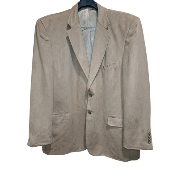 VTG Supra Suede Faux Retro 90s Meeting Street Luxury Brown 52 Long Mens Blazer - Picture 1 of 13